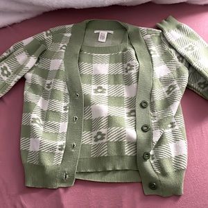 TILLYS FULL TILT Checkerboard Floral Girls Sweater Set Size Small